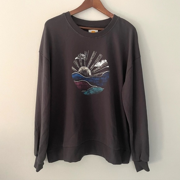 C&C California Tops - C&C CALIFORNIA Sweatshirt Sunrise Black Sand Gray Cotton Crew, Women’s XL